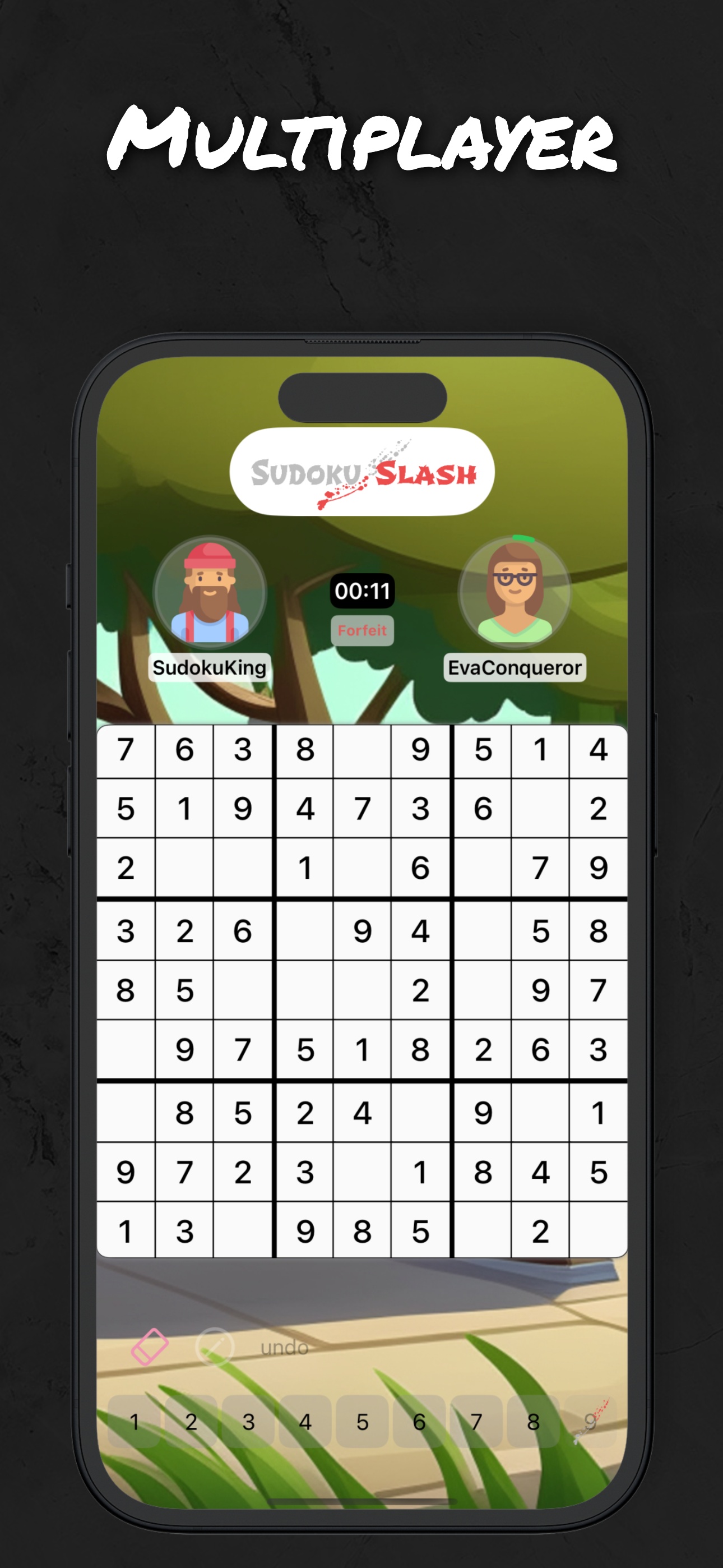 Sudoku Slash multiplayer sudoku battle - live head-to-head competition with real players SudokuKing vs EvaConqueror