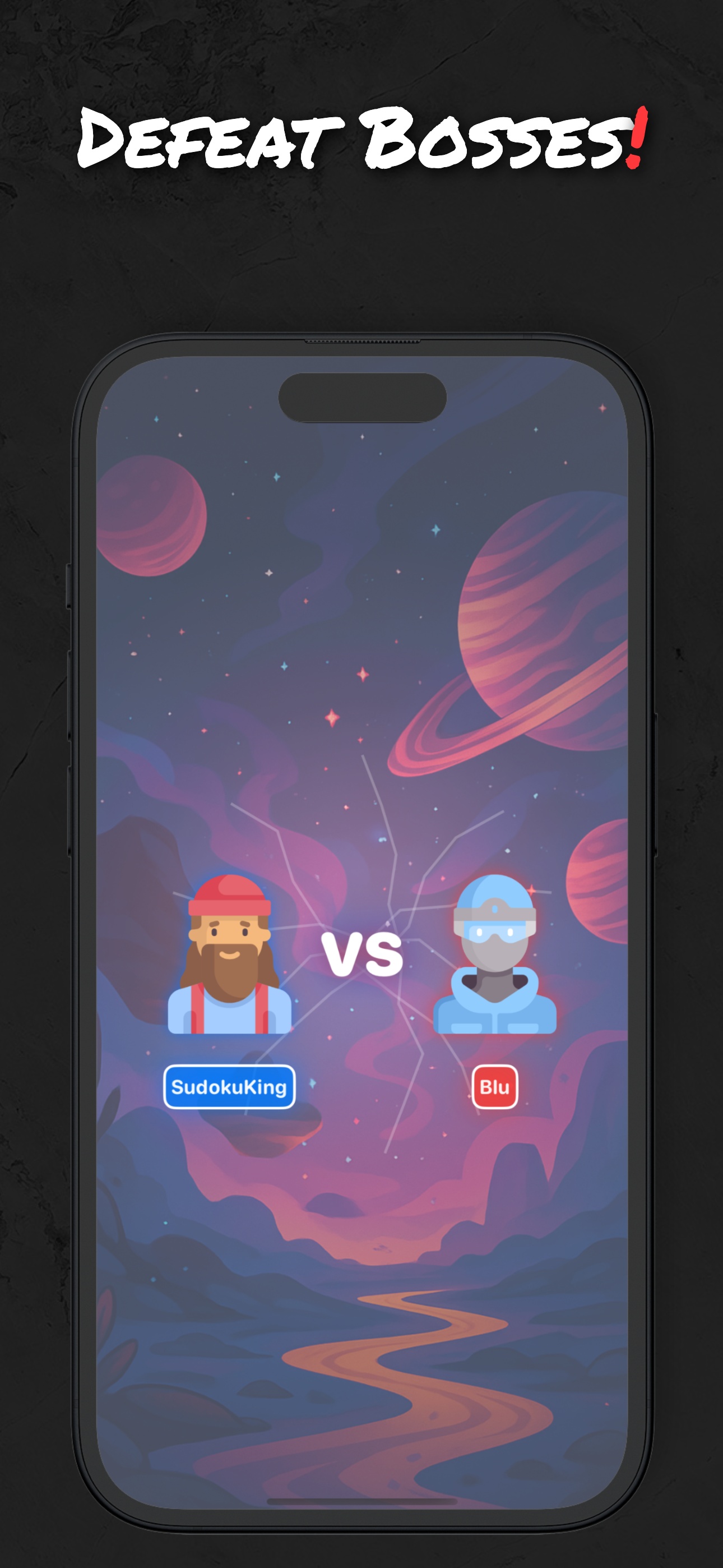 Sudoku Slash app showing multiplayer sudoku puzzle with scenic mountain background